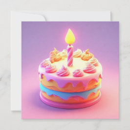 Invitación Tarta de cumpleaños vibrante con vela