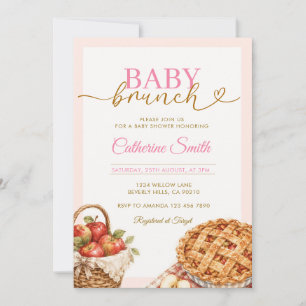 Invitación Tarta de manzana para brunch de bebé en vichy