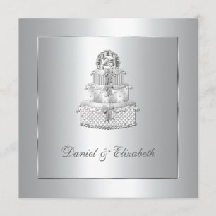 Invitación Tarta de plata 25º aniversario de boda