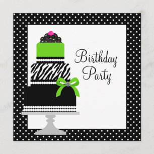 Invitación Tarta De Rayas De Color Verde Lima Cumpleaños Fies