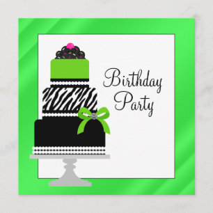 Invitación Tarta De Rayas De Color Verde Lima Cumpleaños Fies