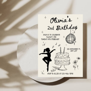 Invitación Tarta Dulce Línea Arte Cumpleaños de Niña 2