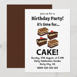 Invitación Tarta Es Hora De Tarta Cumpleaños