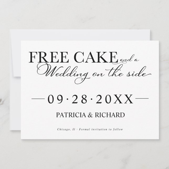 Invitación Tarta Gratis Divertida Boda Guardar La Fecha Sin F (Anverso)