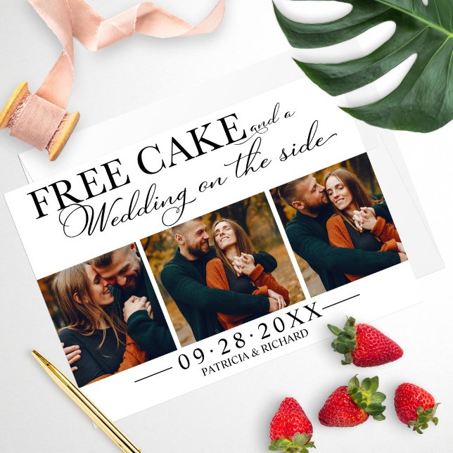 Invitación Tarta Gratis Divertido Boda Guardar La Fecha 3 Fot (Subido por el creador)