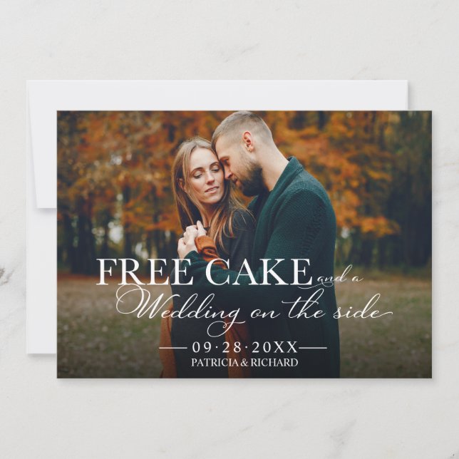 Invitación Tarta Gratis Divertido Wedding Save The Date Foto  (Anverso)