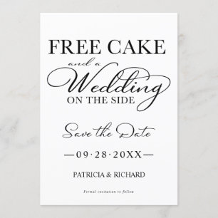 Invitación Tarta Gratis Y Una Boda Al Margen Guarde La Fecha