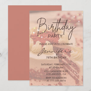 Invitación Tarta moderna elegante con destellos cumpleaños 78