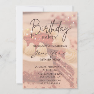 Invitación Tarta moderna elegante resplandor cumpleaños 98