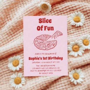 Invitación Tarta Roja de Cumpleaños Divertida Primera Fiesta 