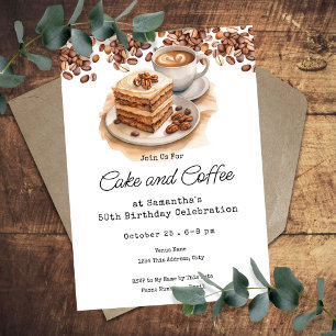Invitación Tarta y Café Cumpleaños 50 Adulto