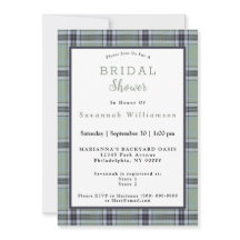 Tartan Clásico Verde Salvia Gris Azul Baby Shower