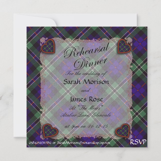 Invitación tartán de clan escocés Rosa - Plaid (Anverso)