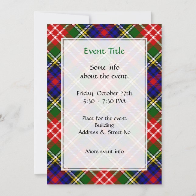 Invitación Tartan del Clan Christie (Reverso)