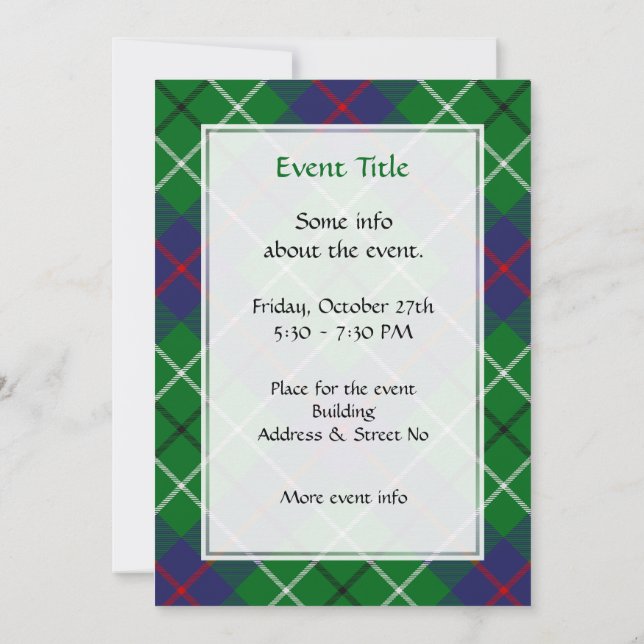 Invitación Tartan del Clan Duncan (Reverso)
