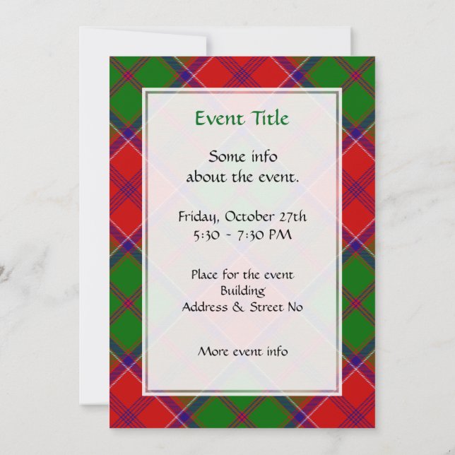 Invitación Tartan del Clan Grant (Reverso)
