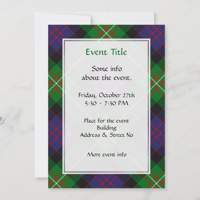 Invitación Tartan del Clan MacDonell de Glengarry (Reverso)