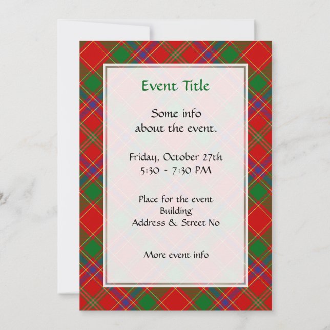 Invitación Tartan del Clan Munro (Reverso)