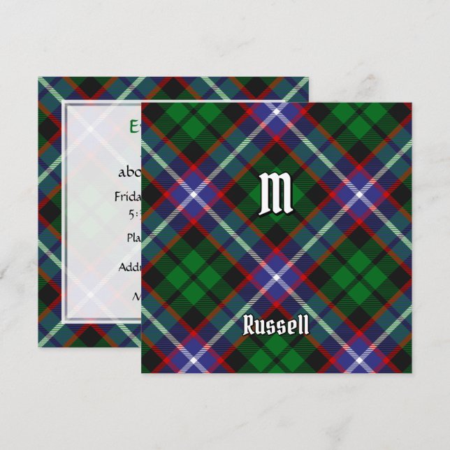 Invitación Tartan del Clan Russell (Anverso / Reverso)