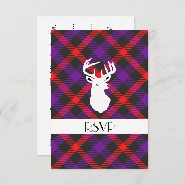 Invitación Tartan Escocés Clan Pagado Patrón Naranja Púrpura (Anverso / Reverso)