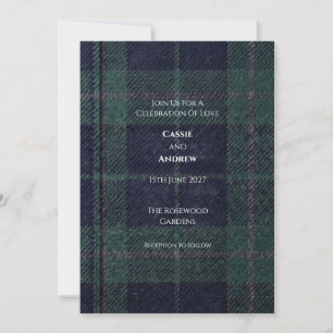 Invitación Tartan Naval y Verde Highland Heritage