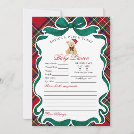 Invitación Tartan Plaid Christmas Bear Advice for Baby Card