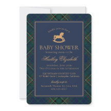 Tartan Plaid Clásico Caballo Mecedor Baby Shower