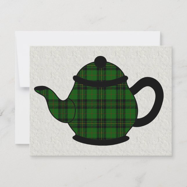 Invitación Tartan Plaid Teapot Bridal Shower (Anverso)