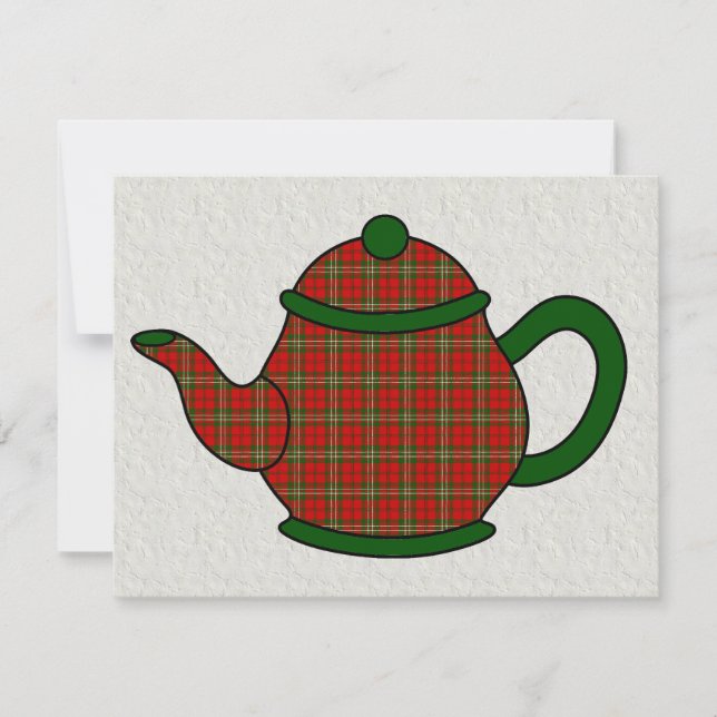 Invitación Tartán Plaid Teapot V5 Tea (Anverso)