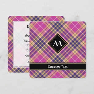 Invitación Tartán rosa, dorado y azul