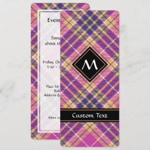 Invitación Tartán rosa, dorado y azul