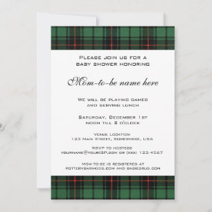 Invitación Tartan Vintage, Baby Shower Moderno de Davidson