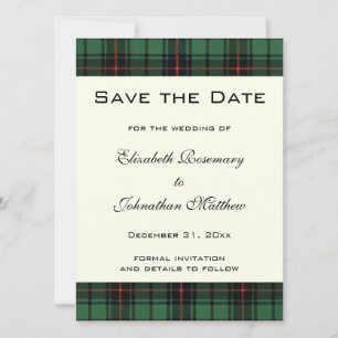 Invitación Tartan Vintage, Patrón Moderno Davidson Boda