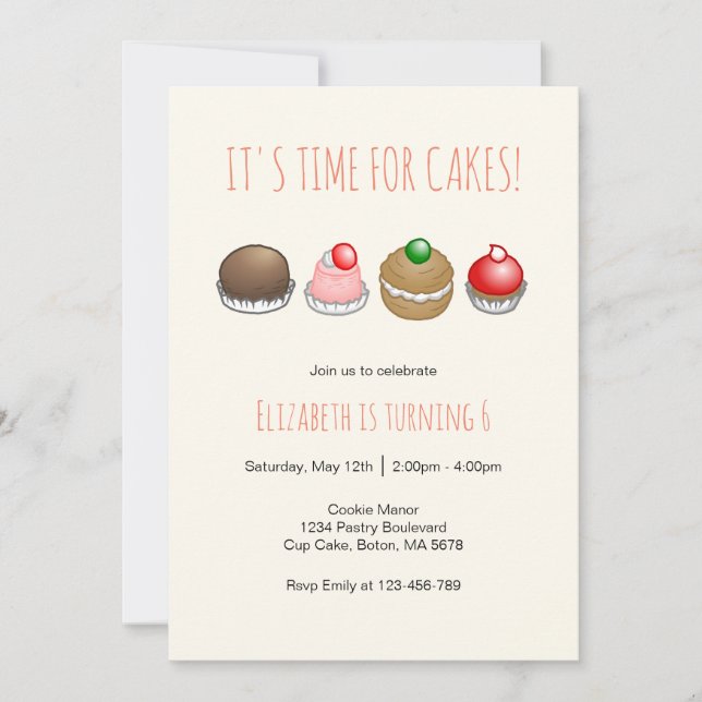 Invitación Tartas De Cumpleaños (Anverso)
