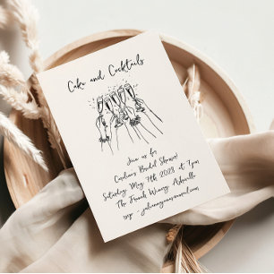 Invitación Tartas manuscritas Cócteles Garabatos Despedida de