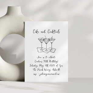 Invitación Tartas manuscritas cócteles garabatos fiesta de cu