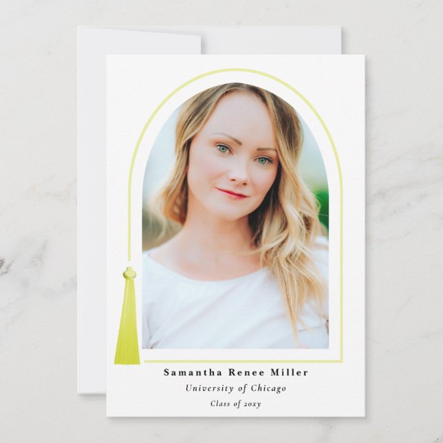 Invitación Tassel Arch Moderno Mínimo 2 Graduación de Foto (Anverso)