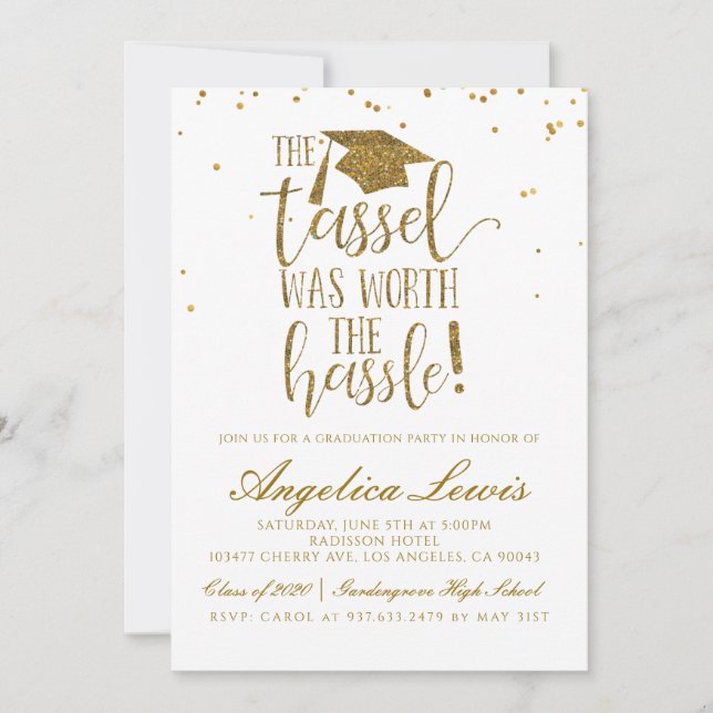 Invitación Tassel vale la pena graduarse (Anverso)
