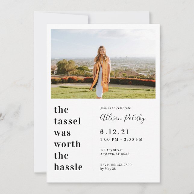 Invitación Tassel valía la clase Hassle Graduation 2024 (Anverso)
