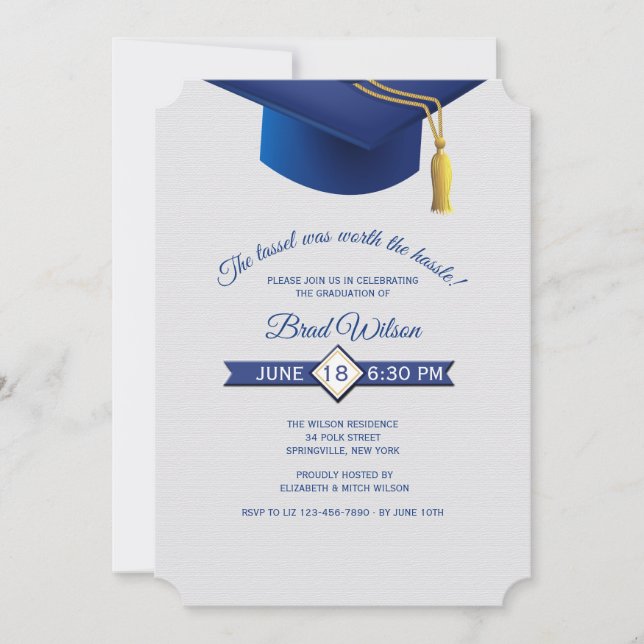 Invitación Tassel Worth the Hassle Graduation Invitation (Anverso)