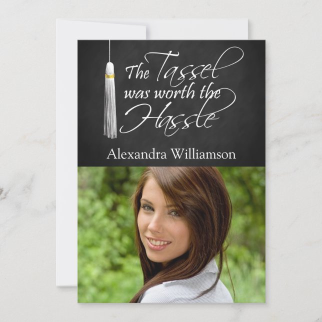 Invitación Tassel Worth the Hassle Photo Graduation (Anverso)