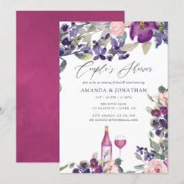 Invitación Tasting de vino de ducha de parejas florales viole