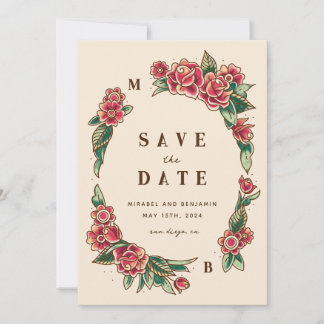 Invitación Tattoo Art, Rosa de la vieja escuela