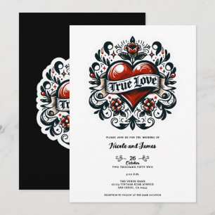 Invitación Tatuaje de corazón de amor verdadero para la boda