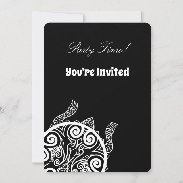 Invitación Tatuaje de tortuga guerrera de Tiki (Anverso)