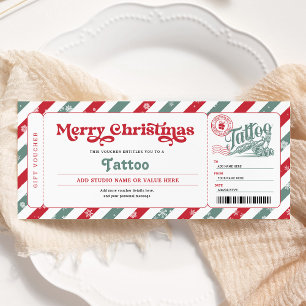 Invitación Tatuaje Regalo de Navidad Entrada Voucher