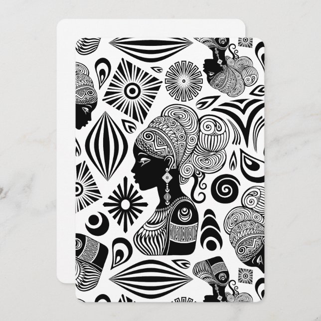 Invitación Tatuaje tribal de retrato Chica africano (Anverso / Reverso)