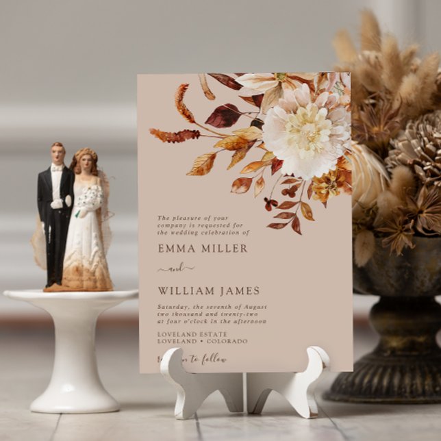 Invitación Taupe Autumn Modern Watercolor Terracotta Boda (Taupe Autumn Modern Watercolor Terracotta Wedding Invitation
)