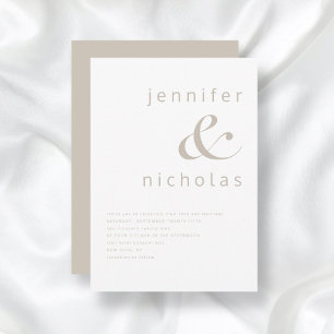 Invitación Taupe Beige Elegant Boda de tipografía moderna