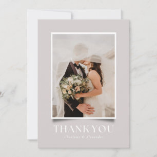 Invitación Taupe Bold Typography Photo Frame Boda Gracias